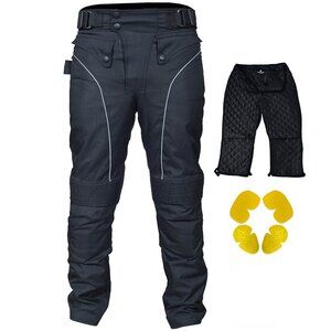 RIDERACT® Men’s Cordura Cargo Riding Pants Waterproof Motorcycle Black Jeans